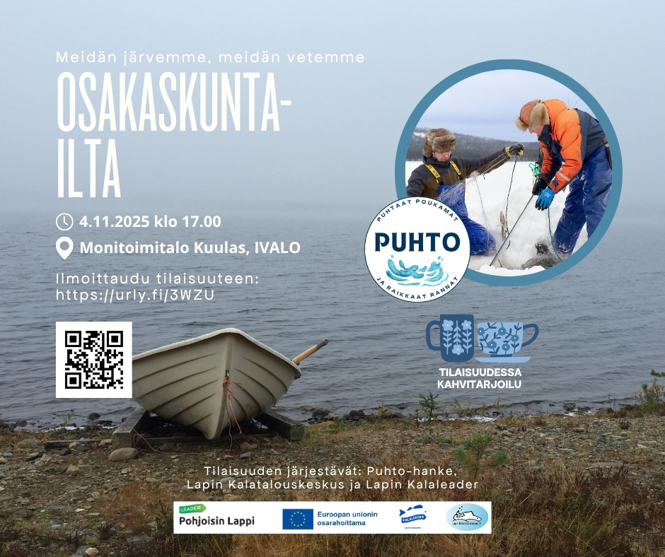 Osakaskuntailta Ivalossa monitoimitalo Kuulaassa tiistaina 4.11. klo 17.00 alkaen.